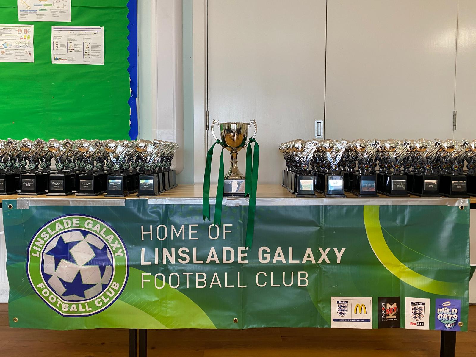Linslade Galaxy FC awards display and club banner